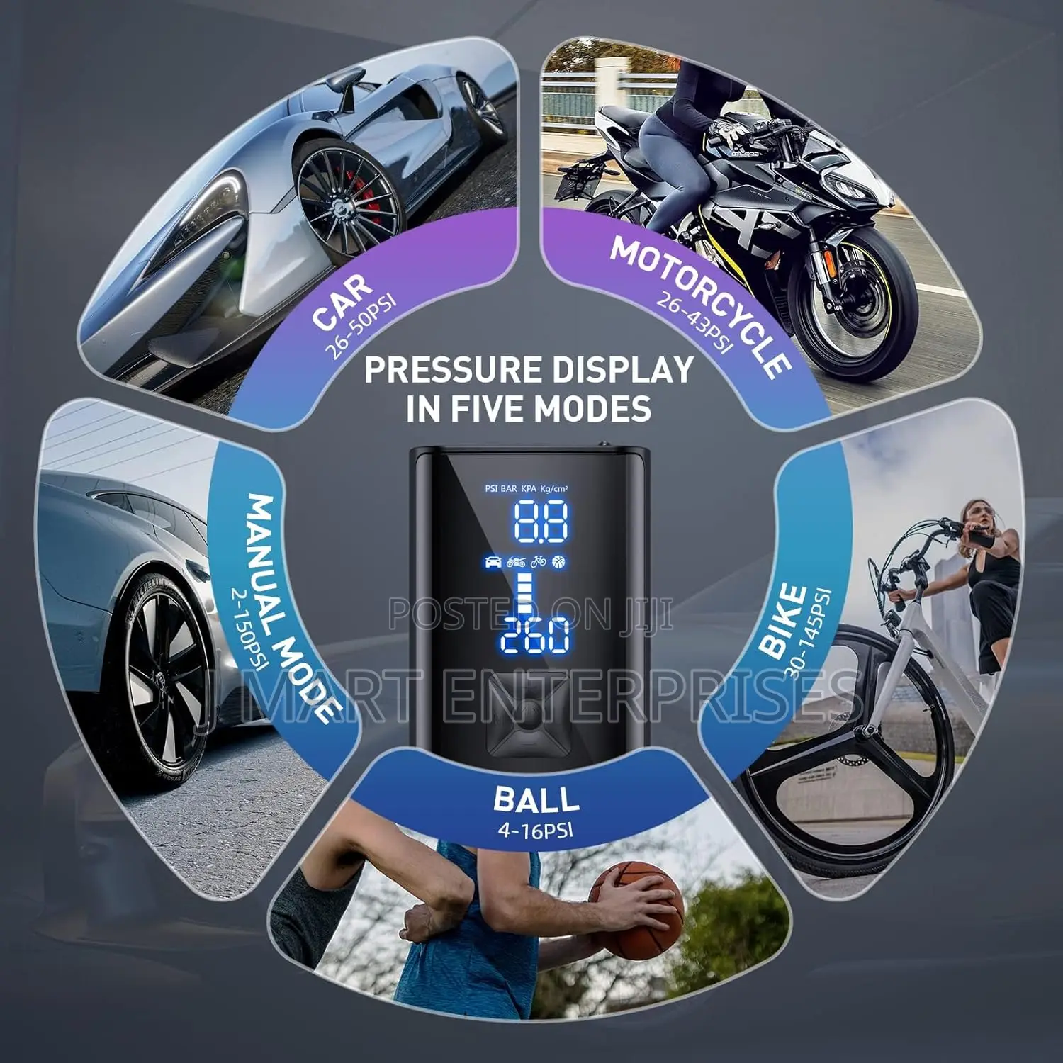 Portable Compressor for Cars, Balls, Bikes and Motorcycles