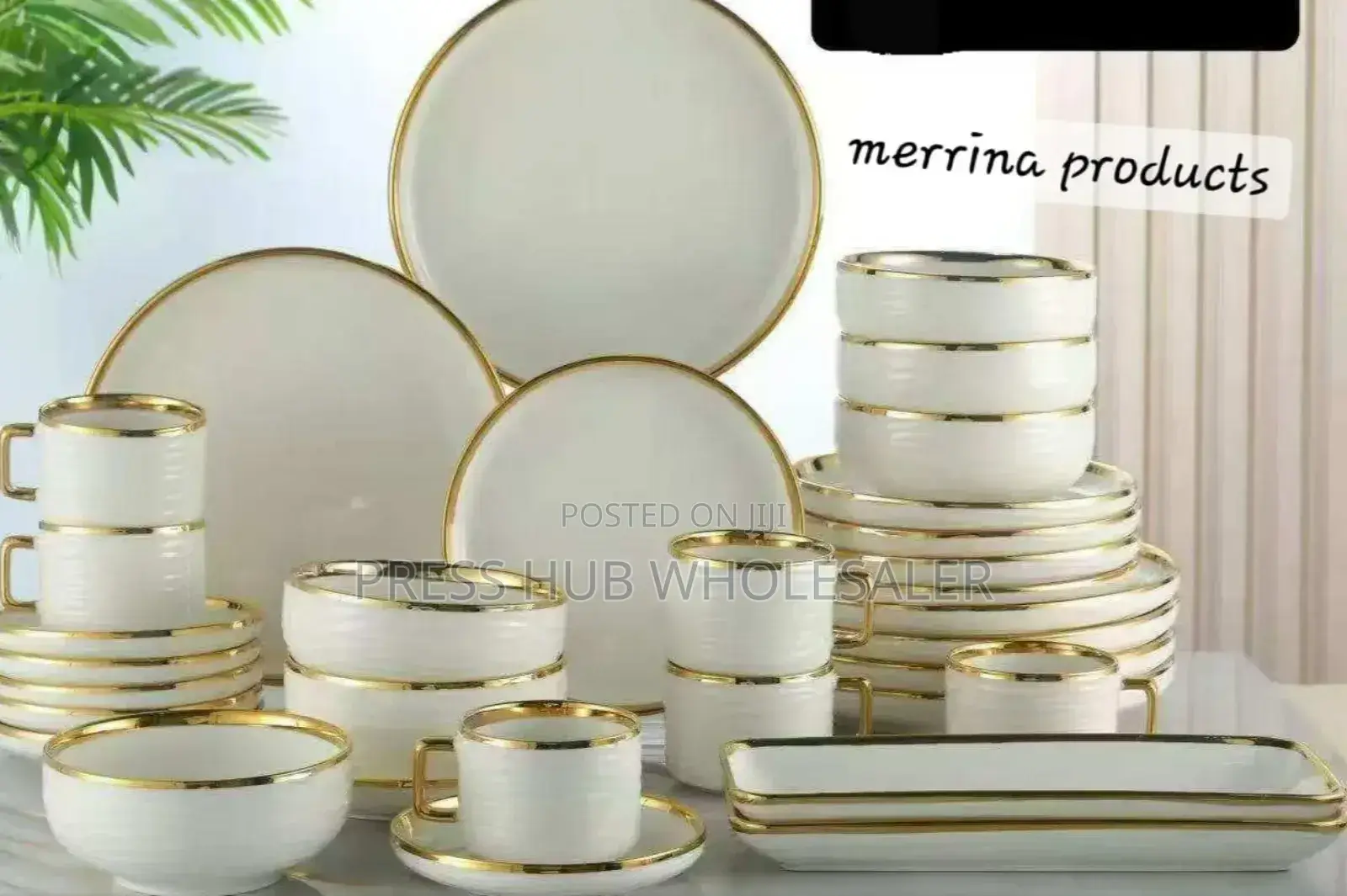 Ceramic Gold Rim Dinner Set,