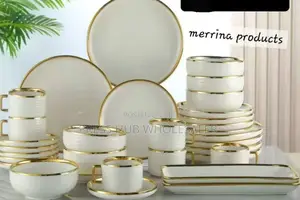 Ceramic Gold Rim Dinner Set,