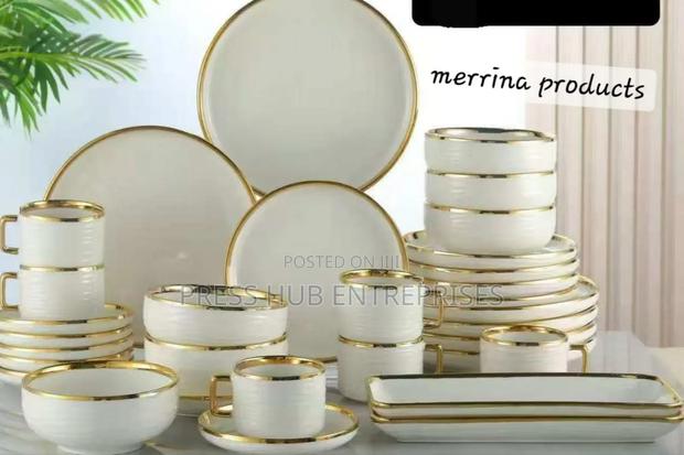 Ceramic Gold Rim Dinner Set, - main view
