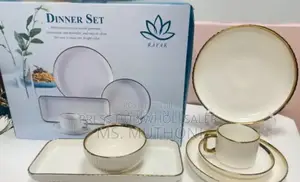 Ceramic Gold Rim Dinner Set," 