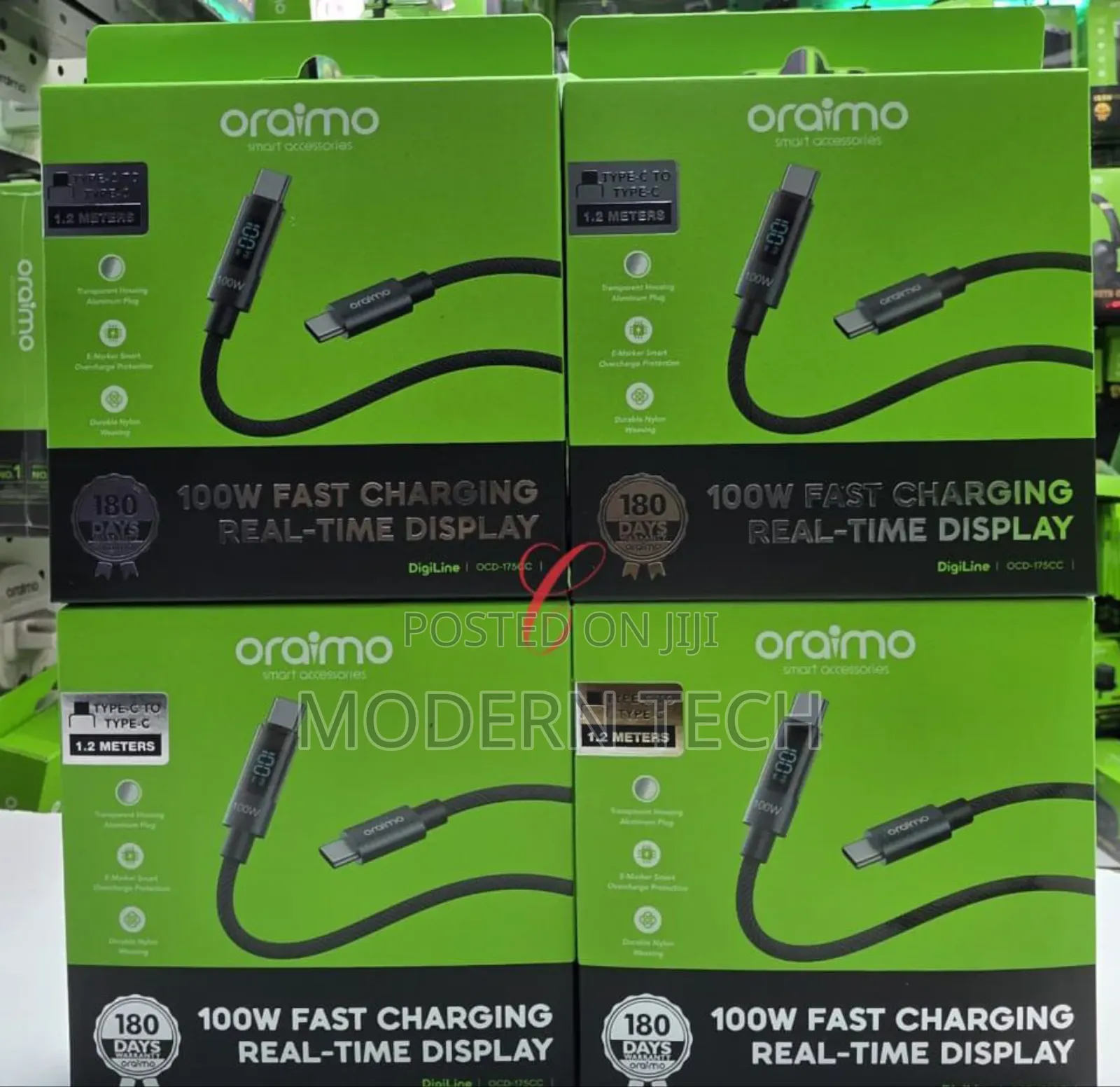 Oraimo Digiline 100w Type-C to Type-C Data Cable With Display