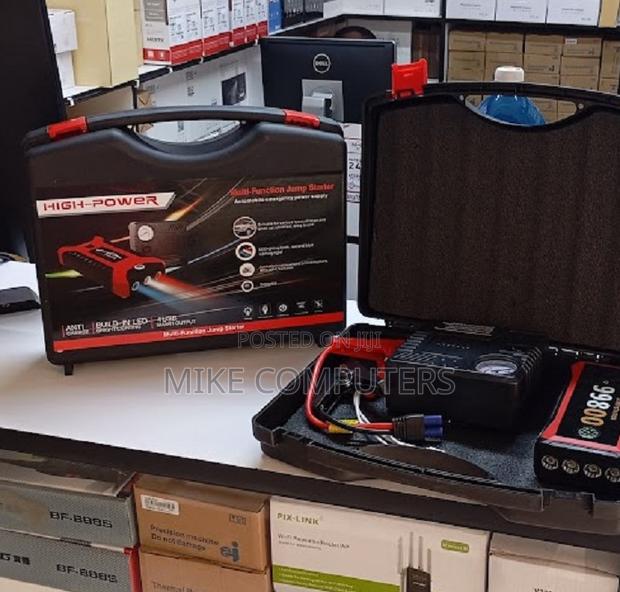 Car Jump Starter With Inflator, Power Bank, and Emergency Road Kit