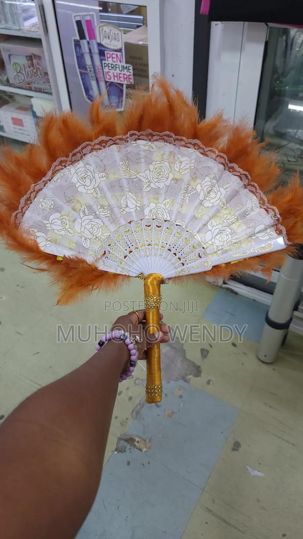 Burnt Orange Feather Fan - thumbnail 2