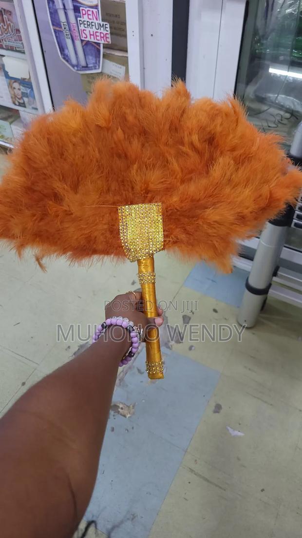 Burnt Orange Feather Fan - thumbnail 3