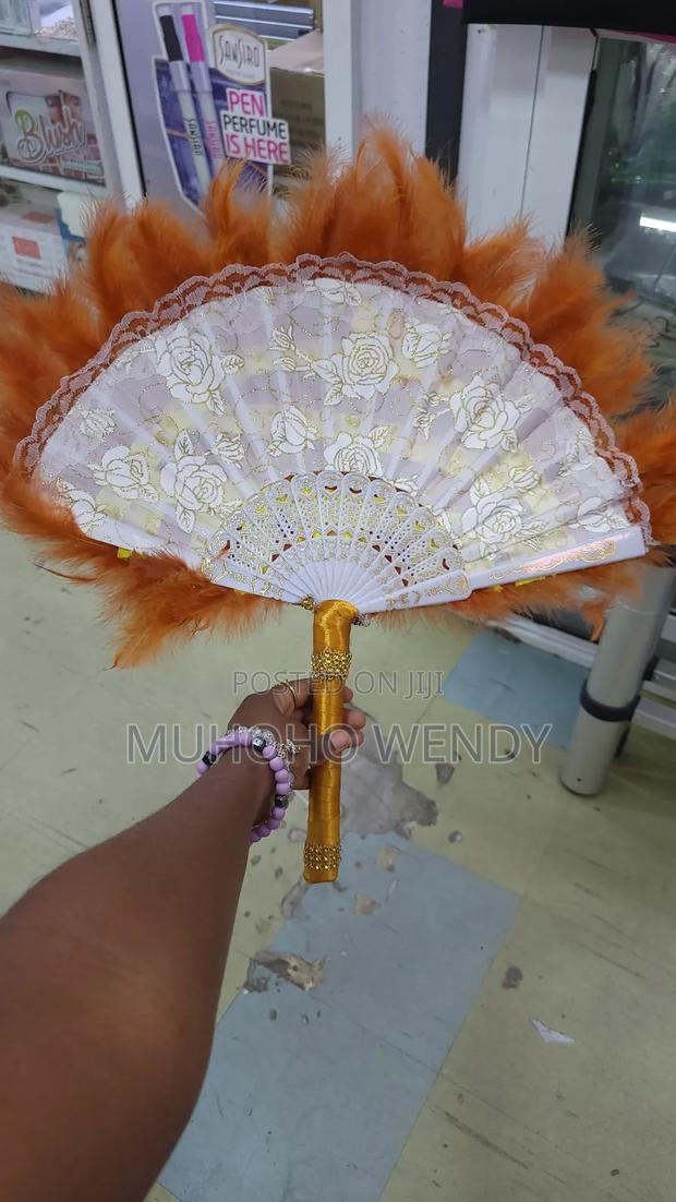 Burnt Orange Feather Fan - thumbnail 4