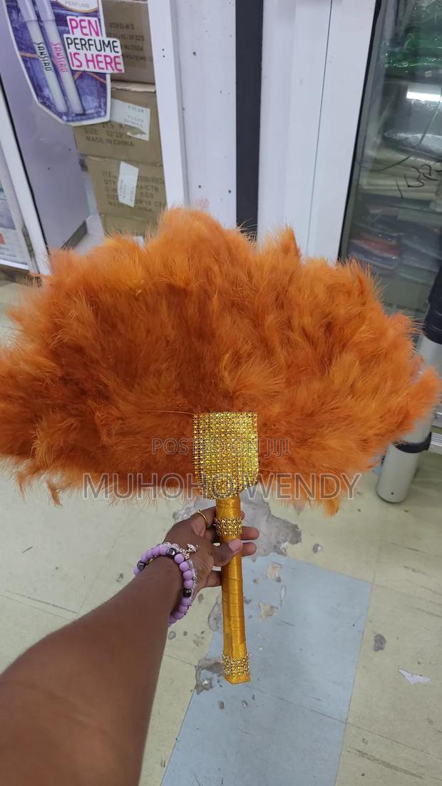 Burnt Orange Feather Fan - thumbnail 5