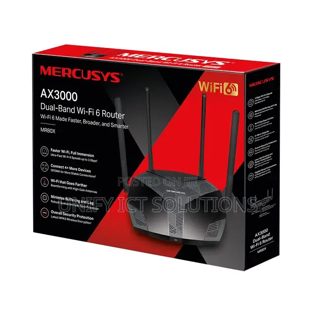 Mercusys Ax3000 Wireless Dual-Band Wi-Fi 6 Router - Tl-Mr80x