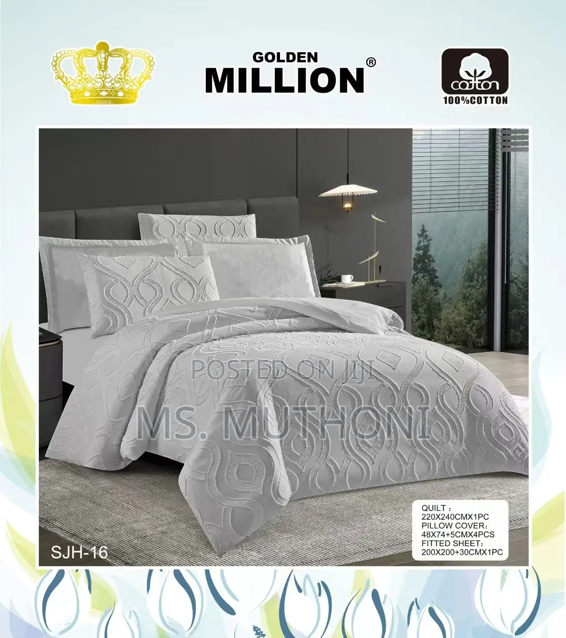 Premium 6pcs King Size (6*6) Cotton Duvet Cover Set