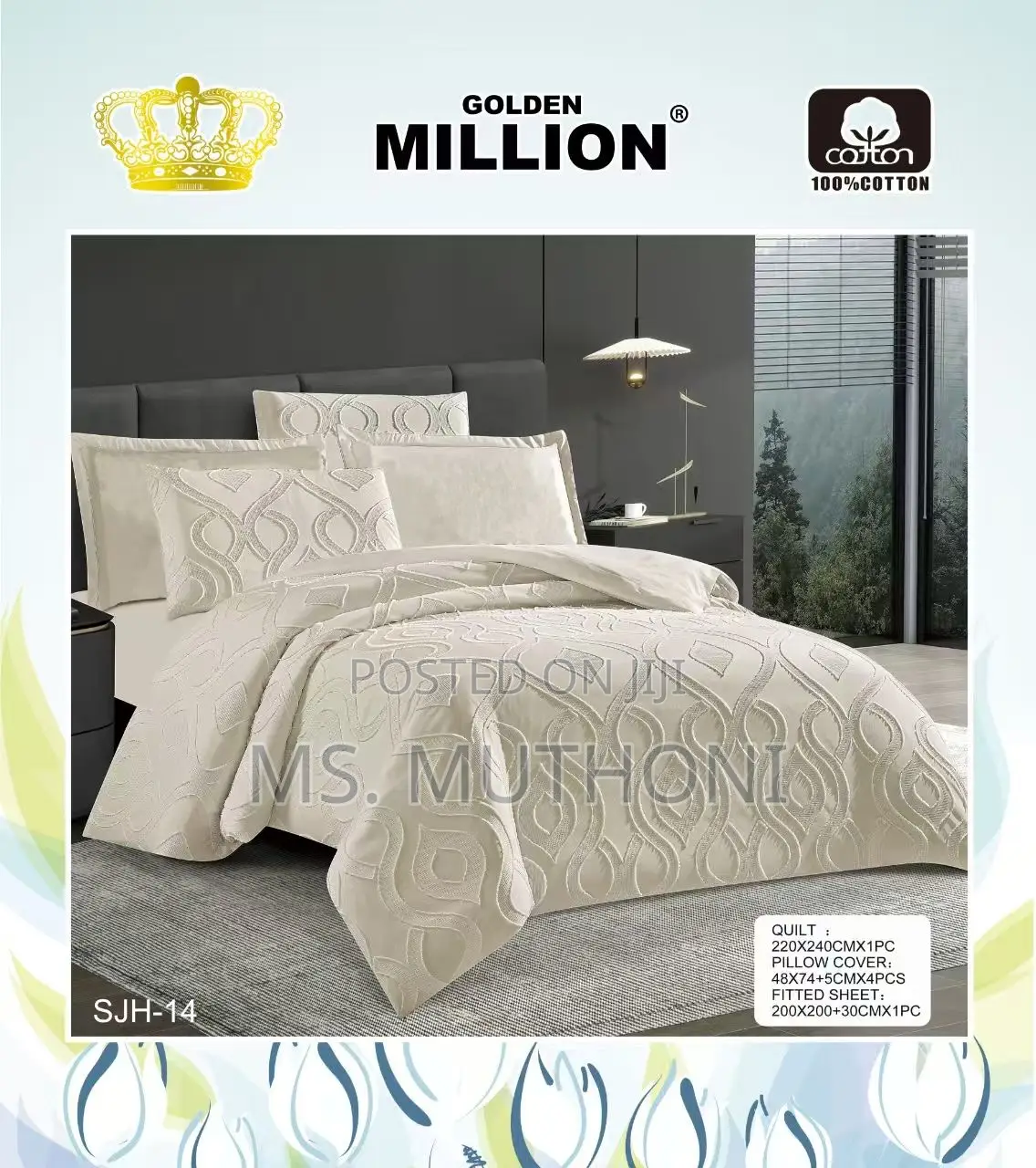 Premium 6pcs King Size (6*6) Cotton Duvet Cover Set