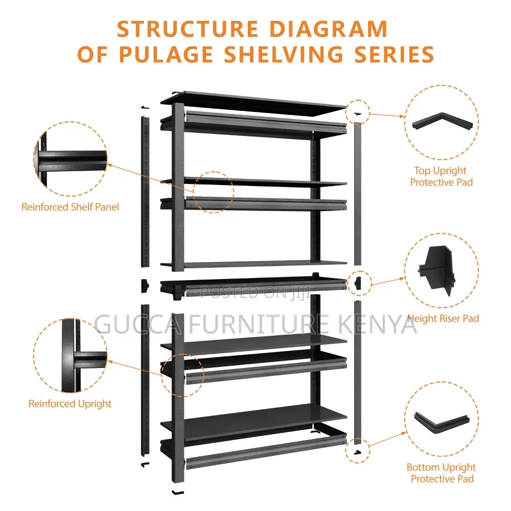 5-tier Metallic Office Shelving File Rack