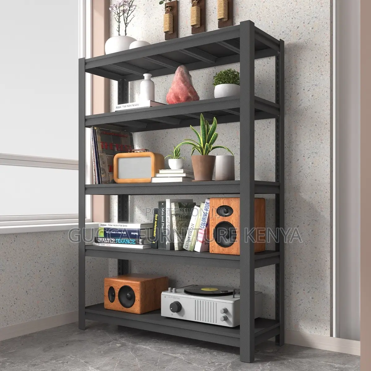 5-tier Metallic Office Shelving File Rack