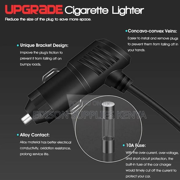 Car Power Inverter 3-Socket Car Cigarette Lighter Splitter Adapter - thumbnail 5