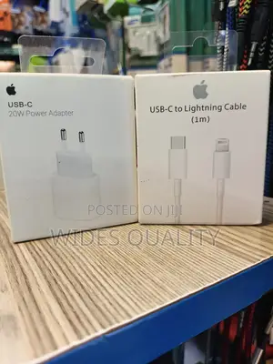 Apple 20w Usb-C Power Adapter and a Usb-C to Lightning Cable.