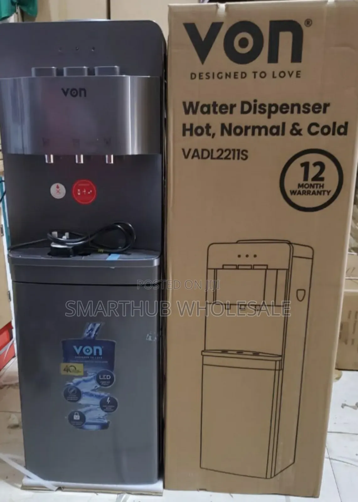Von Water Dispenser 3 Tap Hot Cold Normal Electric Cooling