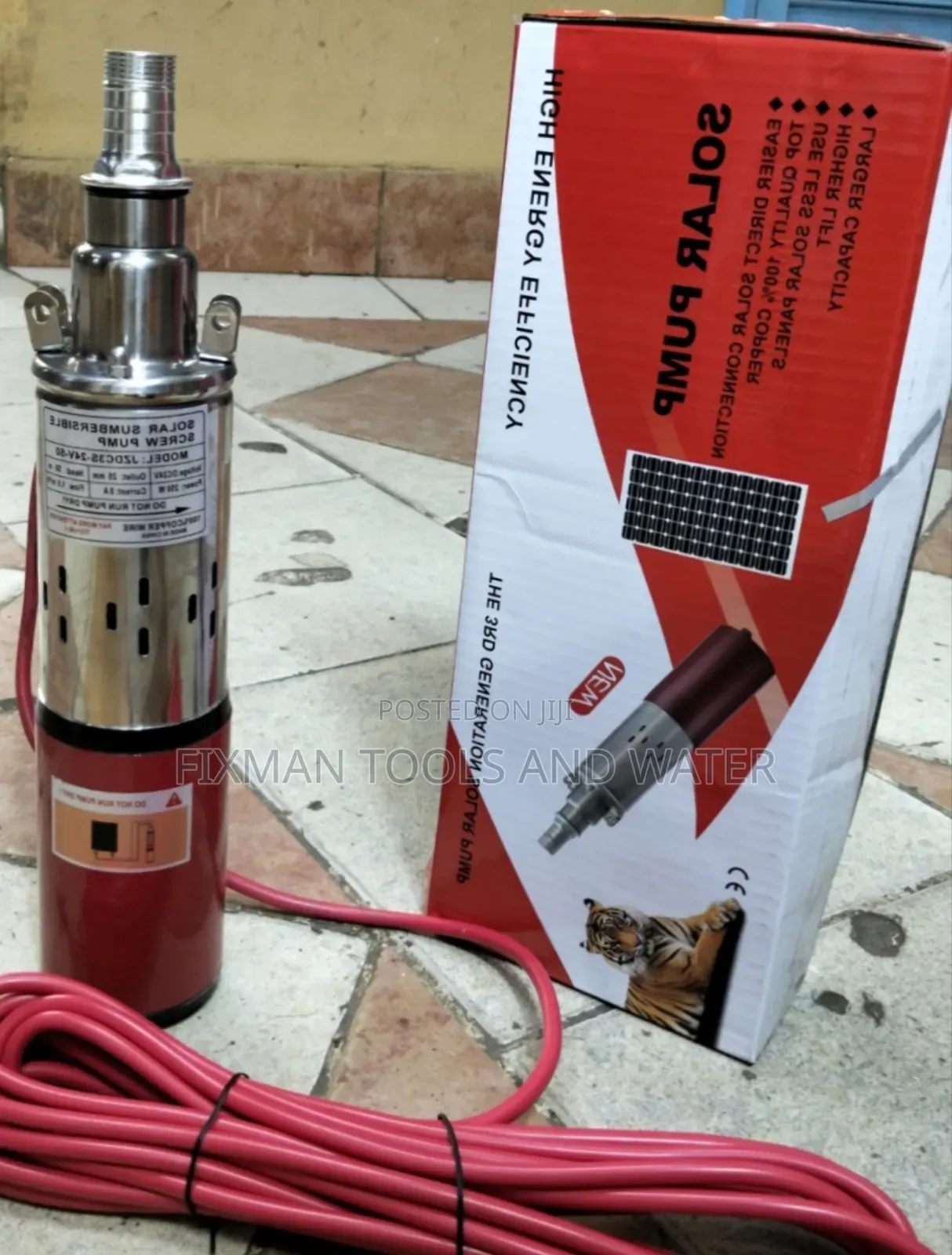 DC Powered Solar Submersible Pump, 250 W 24 Volt, 50 M Head