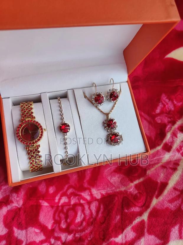 Elegant Red Gemstone Jewelry 5-Piece Collection.