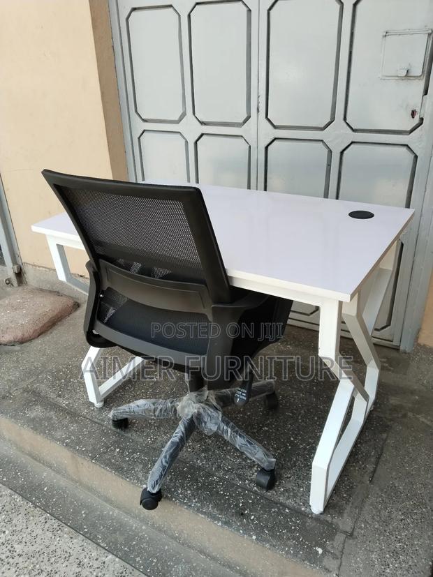 All White Desk And Mid Back Chair