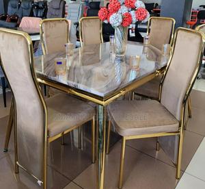 Modern Executive 6 Sitter Marble Dinning Table With Gold Lining - thumbnail 2