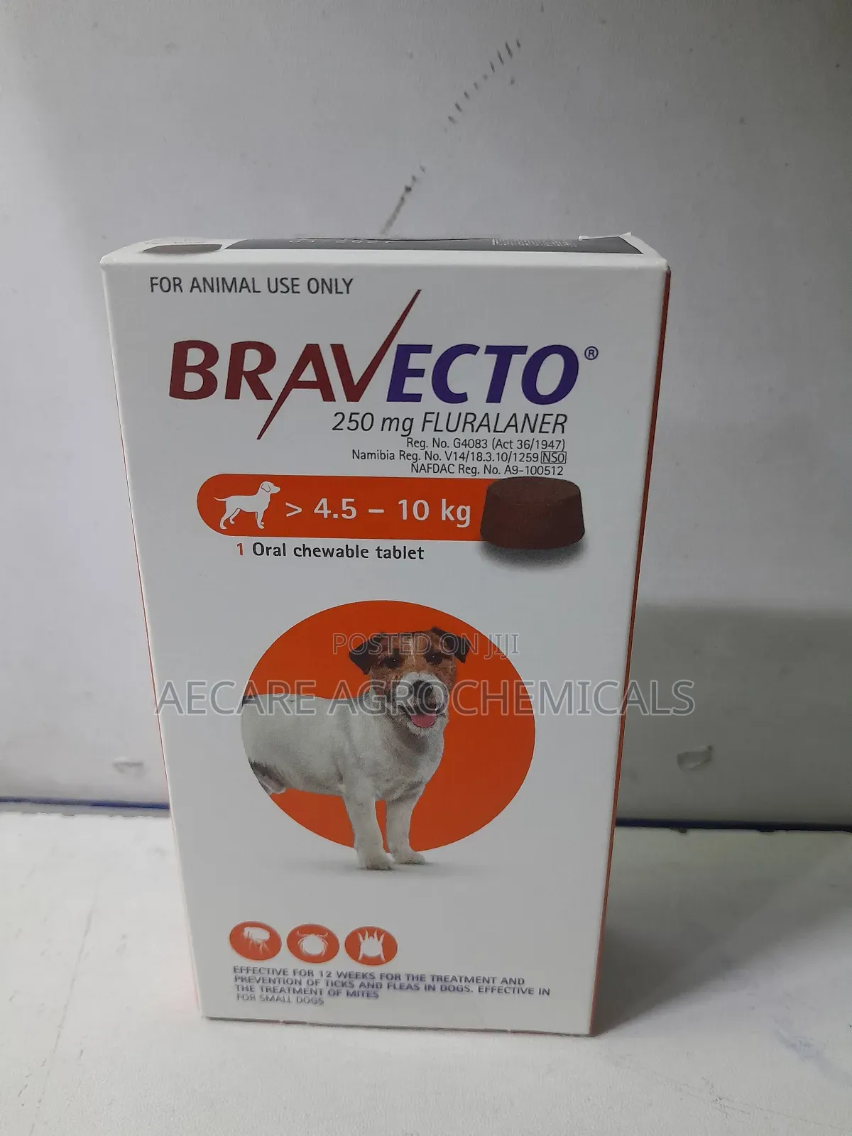 Bravecto 250 Mg Flurancer. >4.5 - 10 Kg 1 Oral Chewable Tablet