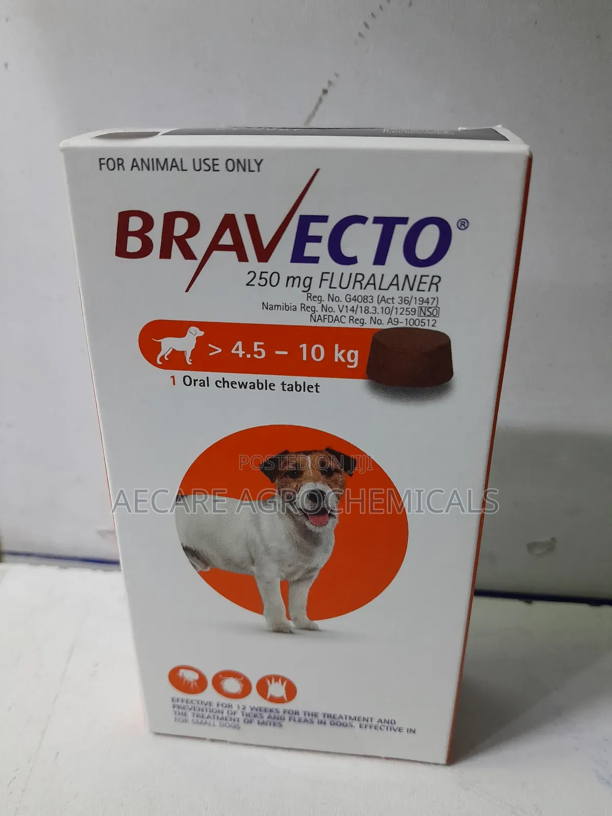 Bravecto 250 Mg Flurancer. >4.5 - 10 Kg 1 Oral Chewable Tablet