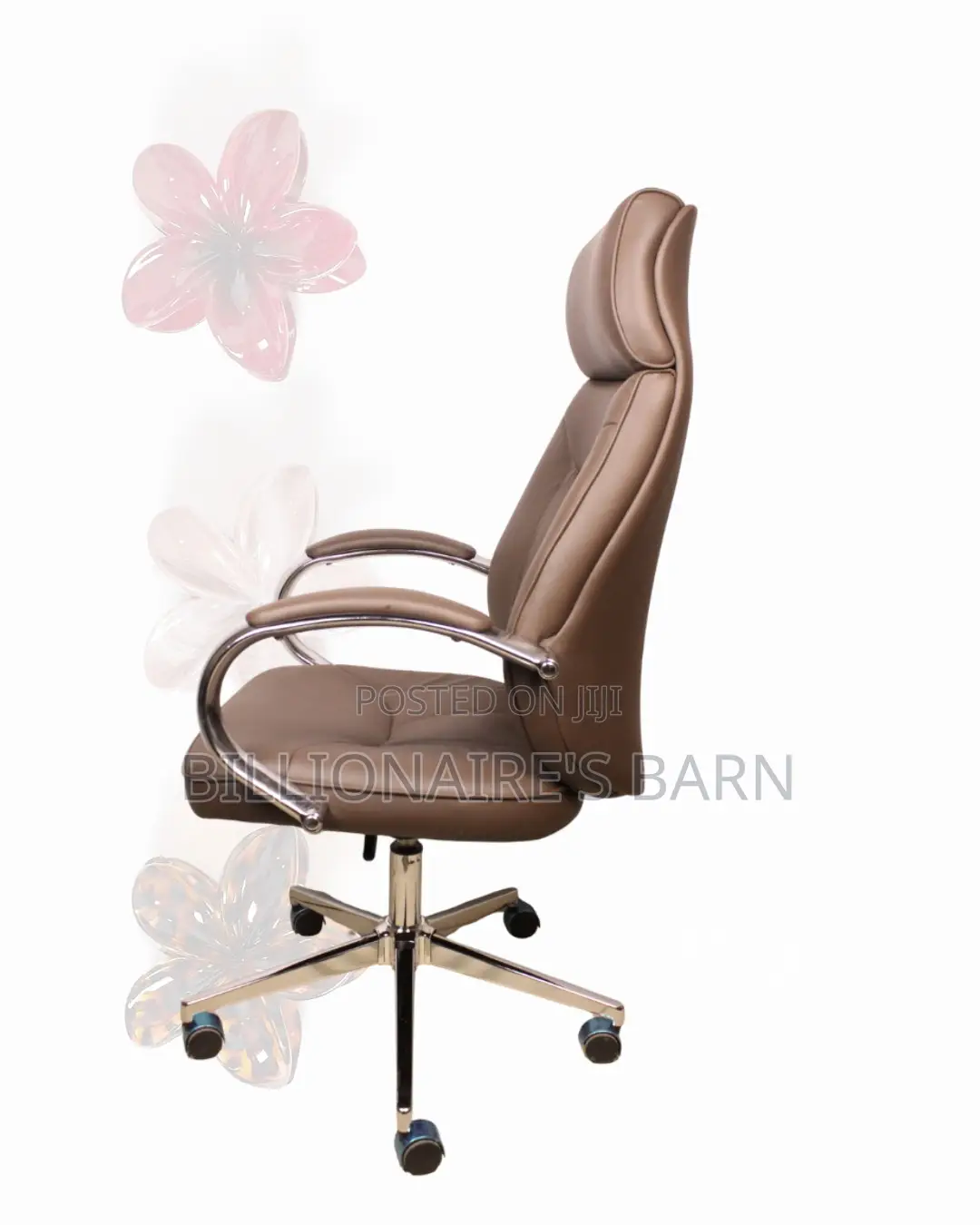 Brown Executive Office Chair | Boardroom-Ready Style | Chrome