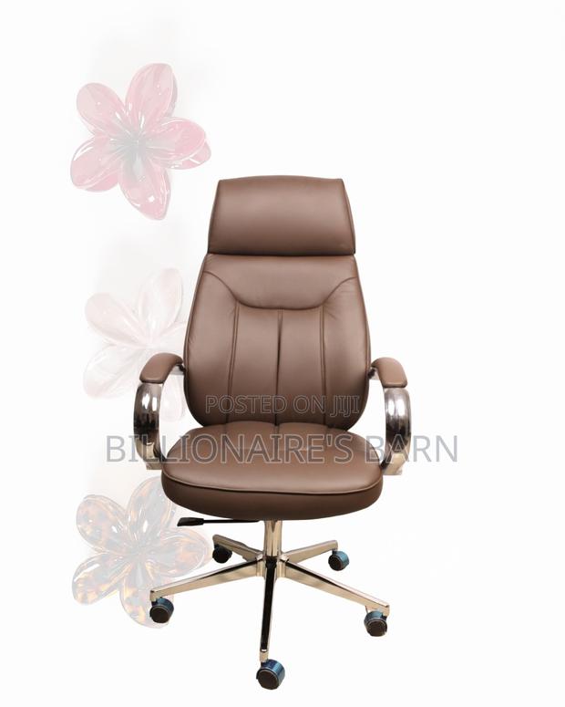 Brown Executive Office Chair | Boardroom-Ready Style | Chrome - thumbnail 2