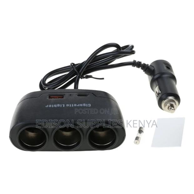 Car Power Inverter 3-Socket Car Cigarette Lighter Splitter Adapter - thumbnail 2