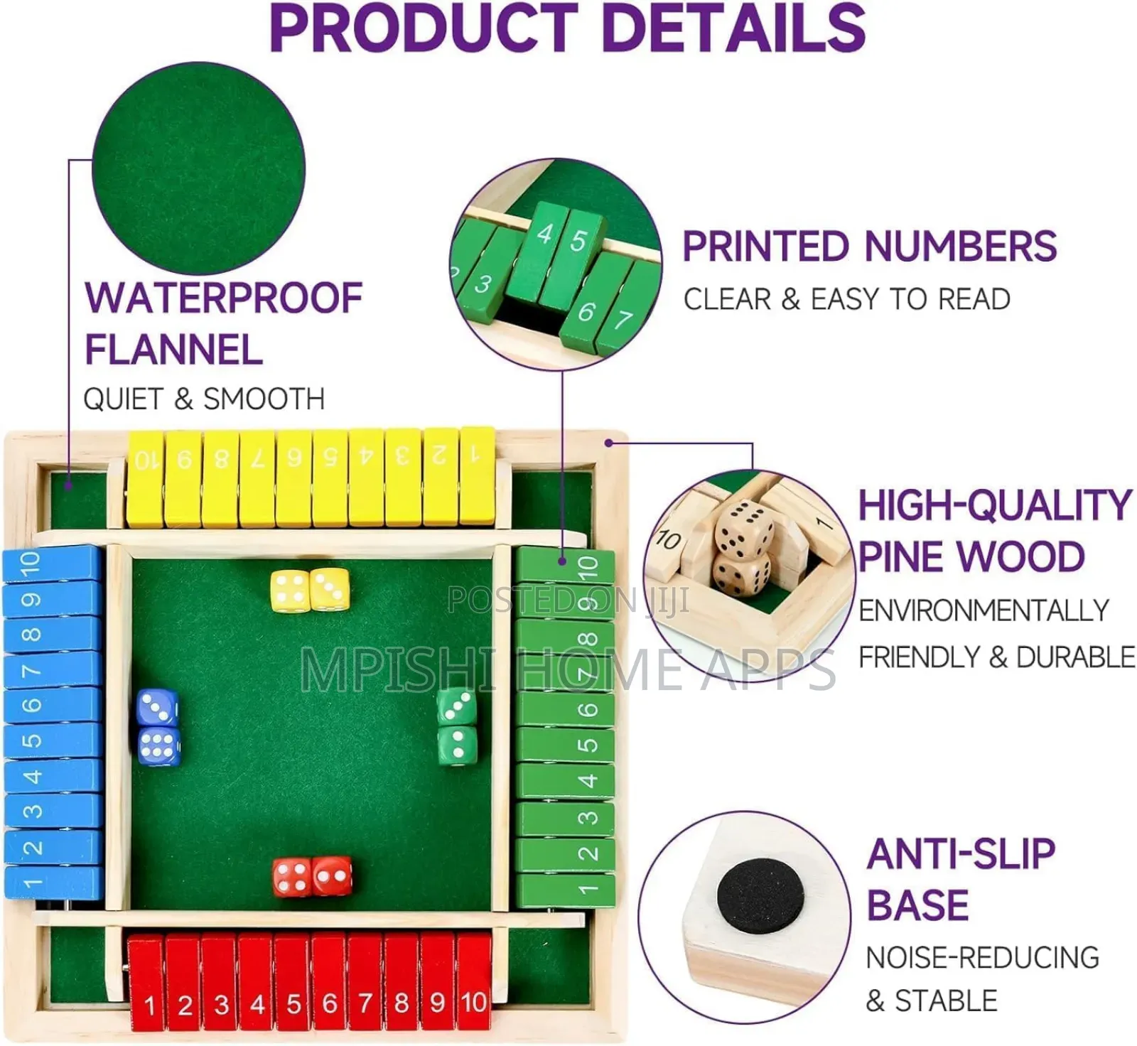 Shut the Box Dice Board Game