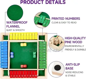 Shut the Box Dice Board Game