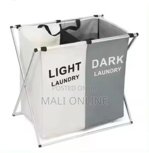 Foldable Double Laundry Basket With Dual Compartments - thumbnail 2