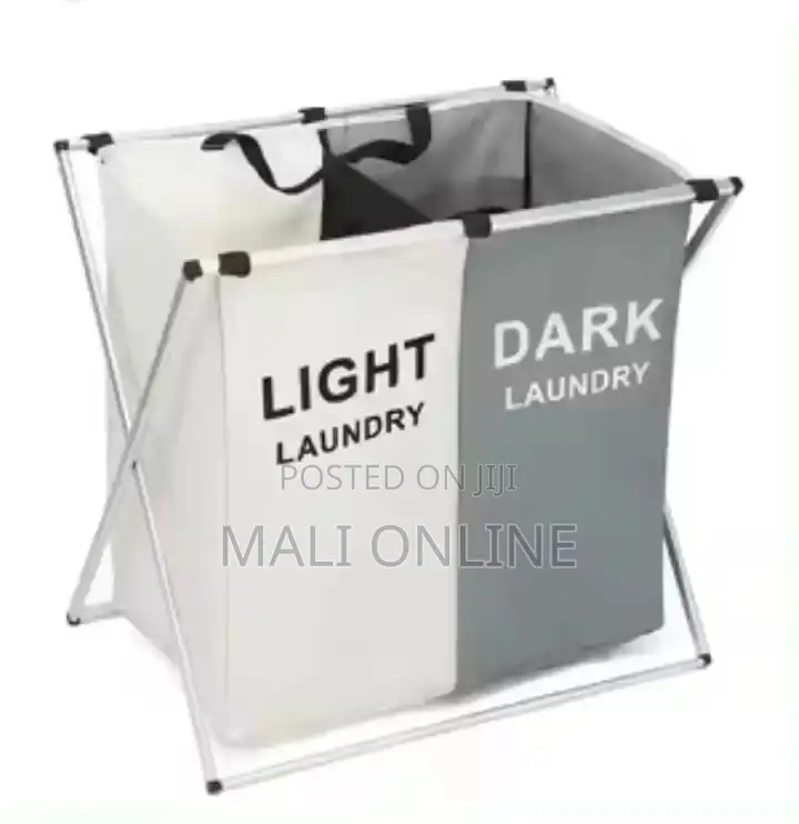 Foldable Double Laundry Basket With Dual Compartments