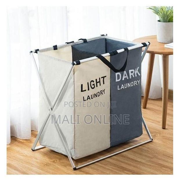 Foldable Double Laundry Basket With Dual Compartments - thumbnail 3