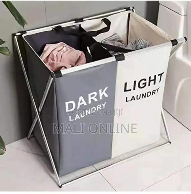 Foldable Double Laundry Basket With Dual Compartments - thumbnail 4