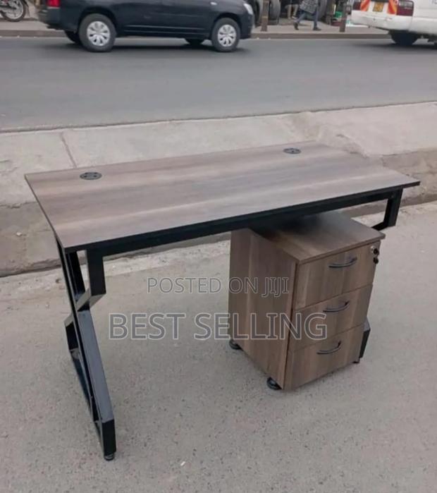 Brown Top Office Desk and Pedestal