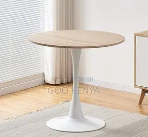 Home Table; Round Marble Coffee Table With Metallic Star Base