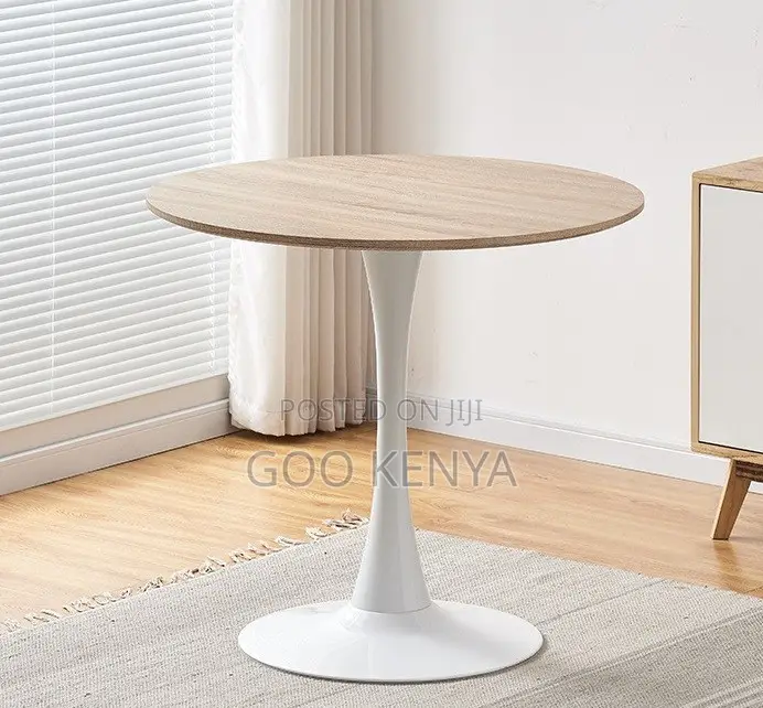 Home Table; Round Marble Coffee Table With Metallic Star Base