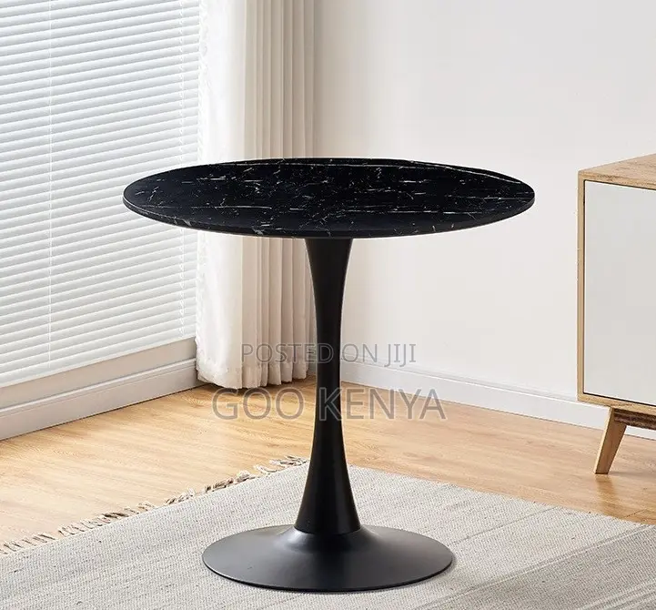 Home Table; Round Marble Coffee Table With Metallic Star Base