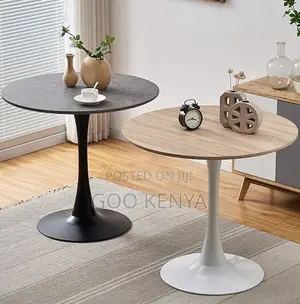 Home Table; Round Marble Coffee Table With Metallic Star Base