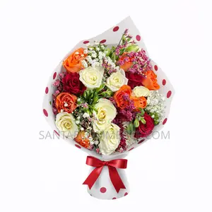 Vibrant Love Celebration Rose Flowers Bouquet Valentine Gift Pack