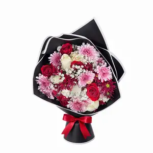 Blush Romance Mixed Rose Flowers Bouquet Valentine Gift Pack