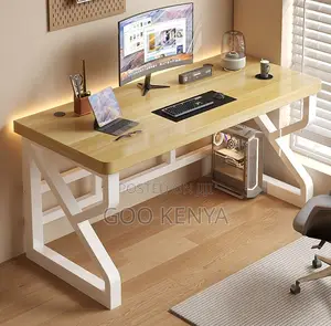 Office Desk; Heavy Duty Metallic Base With Wooden Top Office Desk