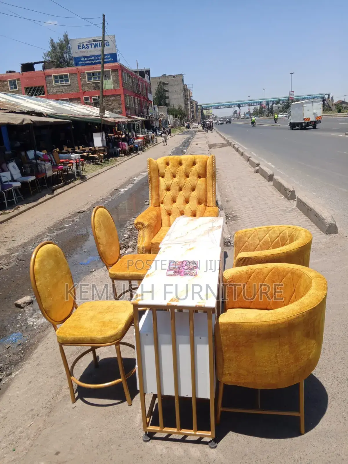 King Chair, 2 Styling Chairs, 2 Sweet Chairs and Two Table