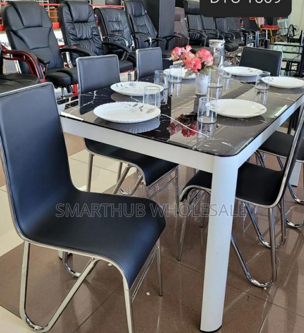 6 Seater Marble Topping Executive Dinning Table Plus 6 Chairs - main view