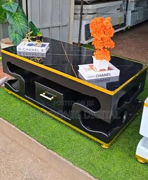 Executive White Coffee Table With Marble Topping - main view