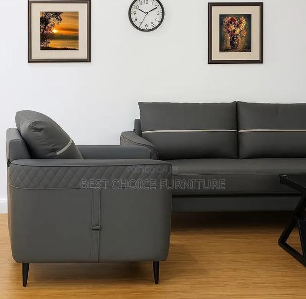 Office Sofa Sets; Executive Grey Office Sofa – 5-Seater Upholstered - thumbnail 3