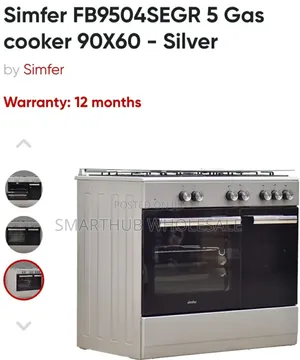 60*90 Von Simfer 5gas, Electric Oven, Gas Compatement Standing Cooker