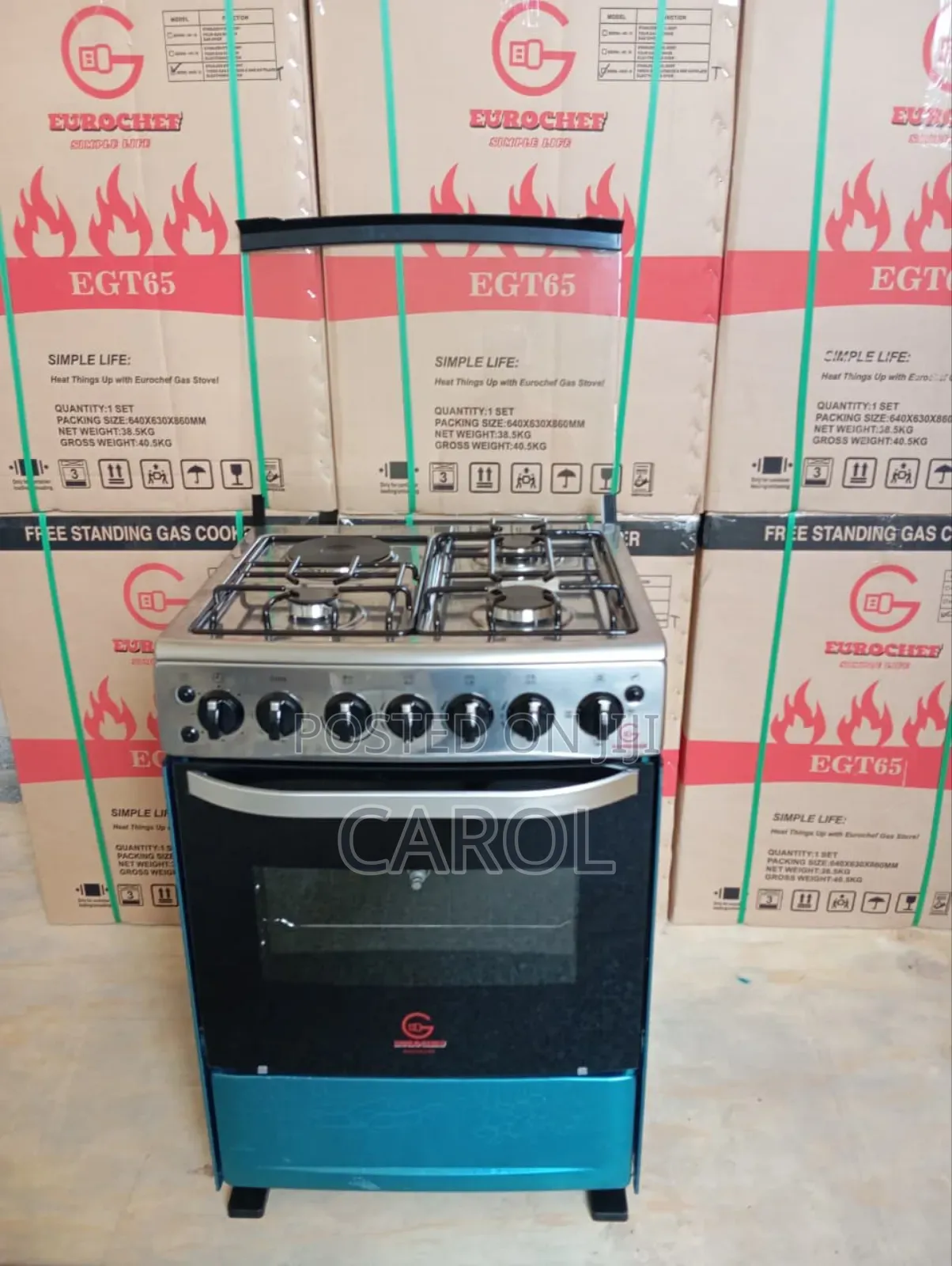60*65 Eurochef Free Standing 3 Gas Burner +1 Electric Cooker