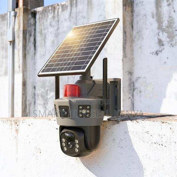 Audio Recording 4g PTZ Dual Lens Loud Siren Alarm Solar Camera