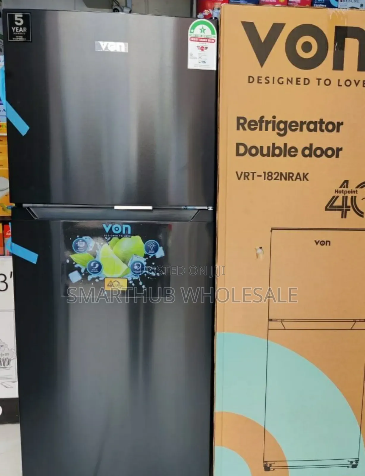 Von VRT-182nrak Double Door Fridge - 182l